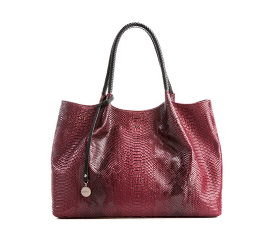Naomi - Snake Red Vegan Leather Tote Bag