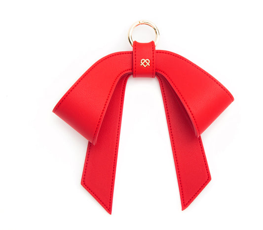 Cottontail Bow - Red Vegan Leather Bag Charm