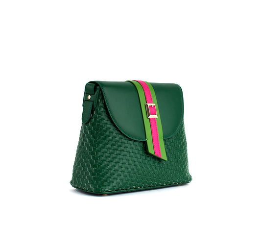 Kate - Green Vegan Basket Weave Bag