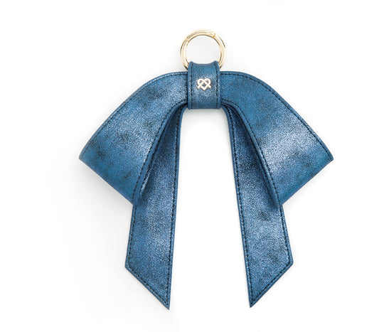 Cottontail Bow - Glitter Blue Vegan Leather Bag Charm