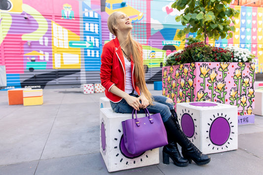 Gunas New York Model Purple JANE Vegan Handbag For Women's 2