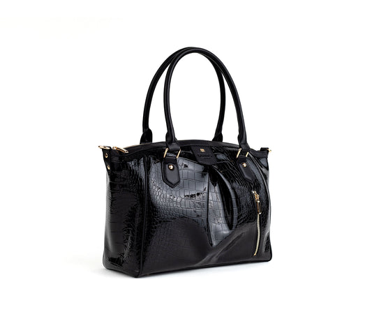 Madison - Black Croc Vegan Bag