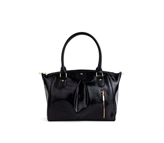 Madison - Black Croc Vegan Bag