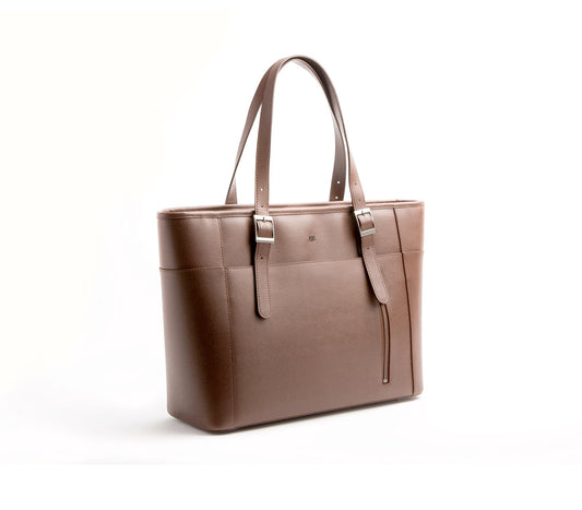 Miley - Chocolate Brown Vegan Leather Laptop Bag