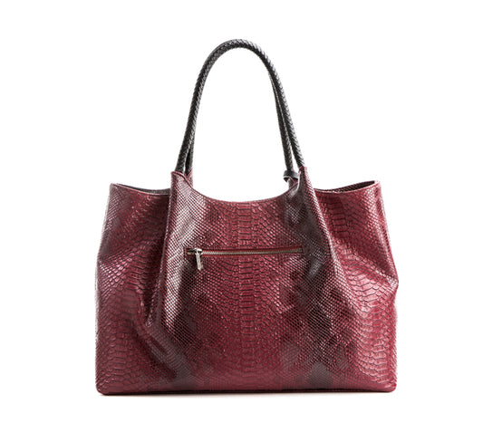 Naomi - Snake Red Vegan Leather Tote Bag