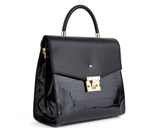 SIMONE - Black Vegan Leather Handbag