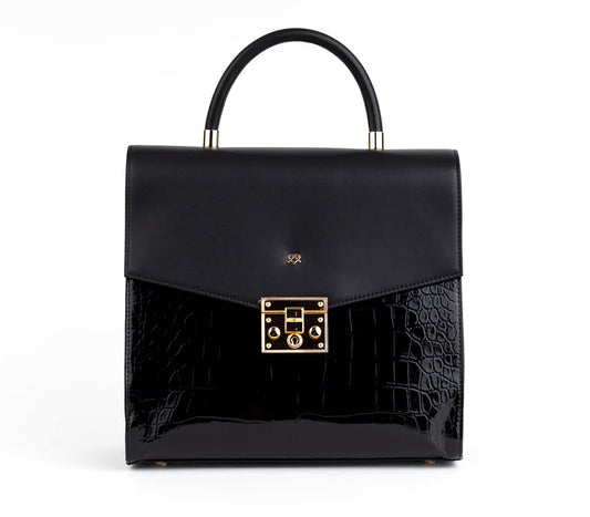 SIMONE - Black Vegan Leather Handbag