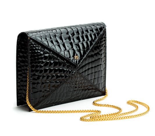 Black Faux Crocodile Vegan Leather 2