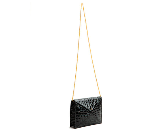 Black Faux Crocodile Vegan Leather 4
