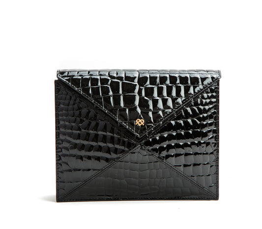 Black Faux Crocodile Vegan Leather 1