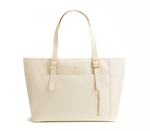 Miley - Cream Vegan Leather Laptop Bag