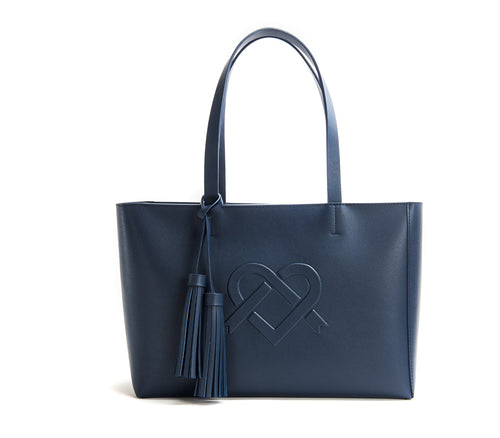 Tippi  - Navy Vegan Leather Tote Bag