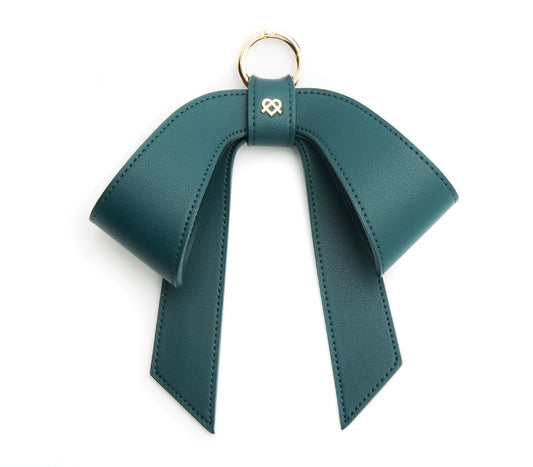 Cottontail Bow - Teal Vegan Leather Bag Charm