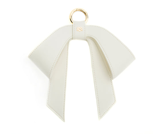 Cottontail Bow - White Vegan Leather Bag Charm